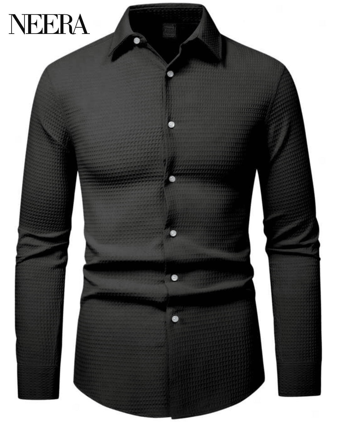 Textured Fabric Long Sleeve Dress Shirt