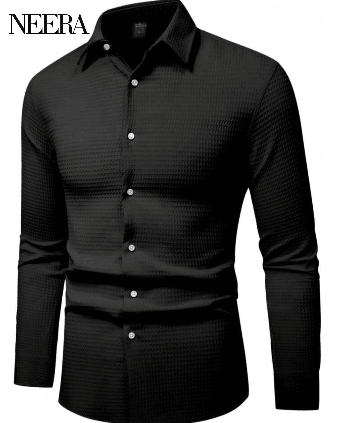 Textured Fabric Long Sleeve Dress Shirt