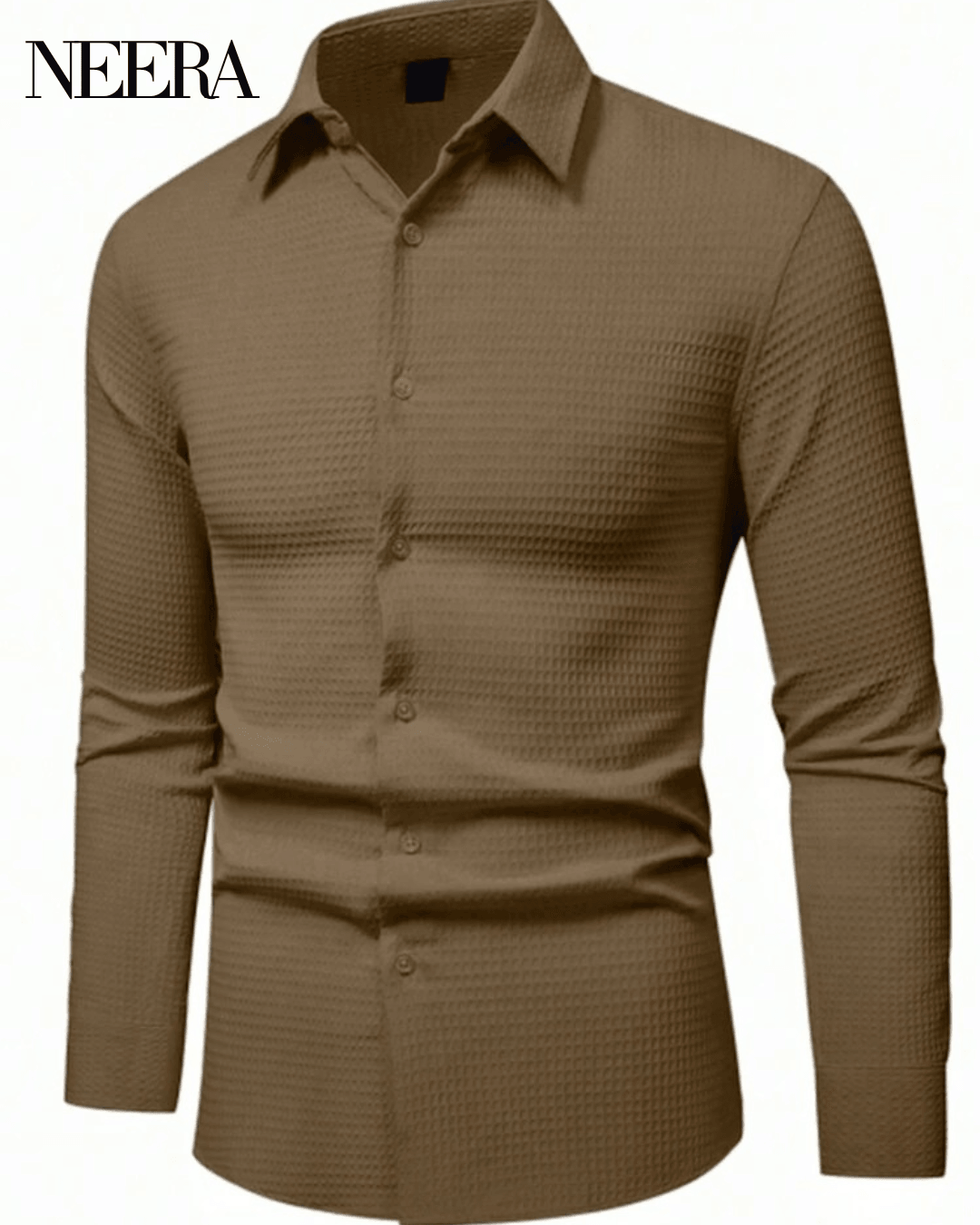 Textured Fabric Long Sleeve Dress Shirt