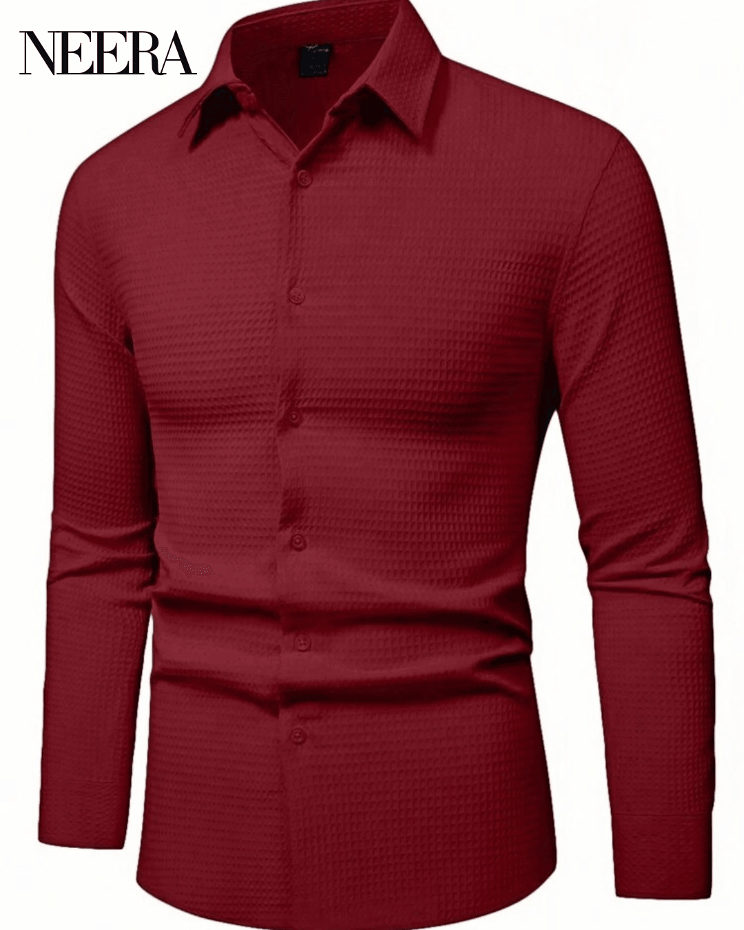 Textured Fabric Long Sleeve Dress Shirt