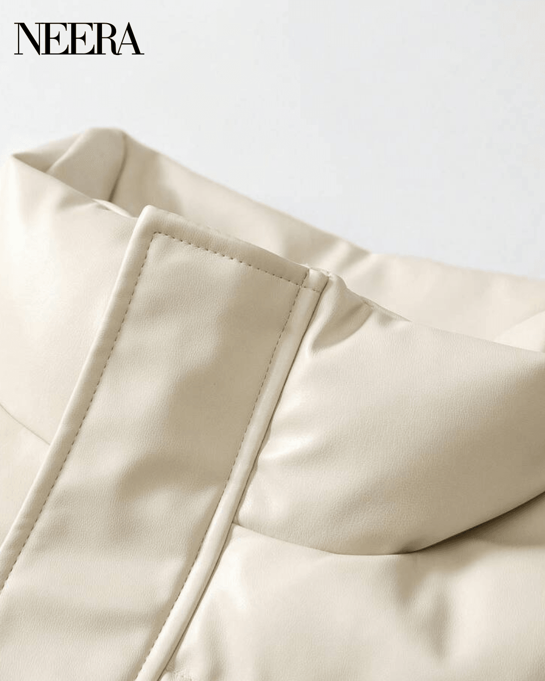 Beige jacket with pockets and high collar