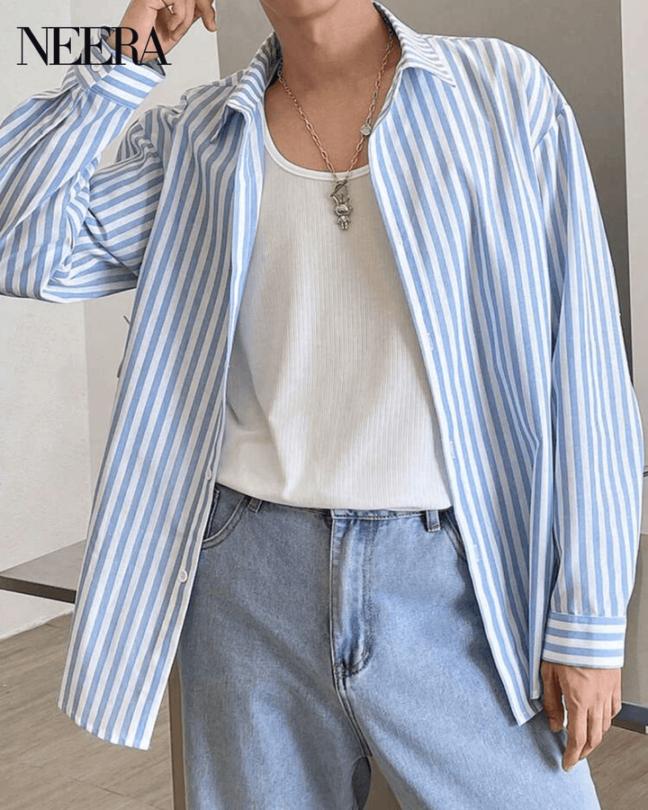 Camicia a righe con colletto classico