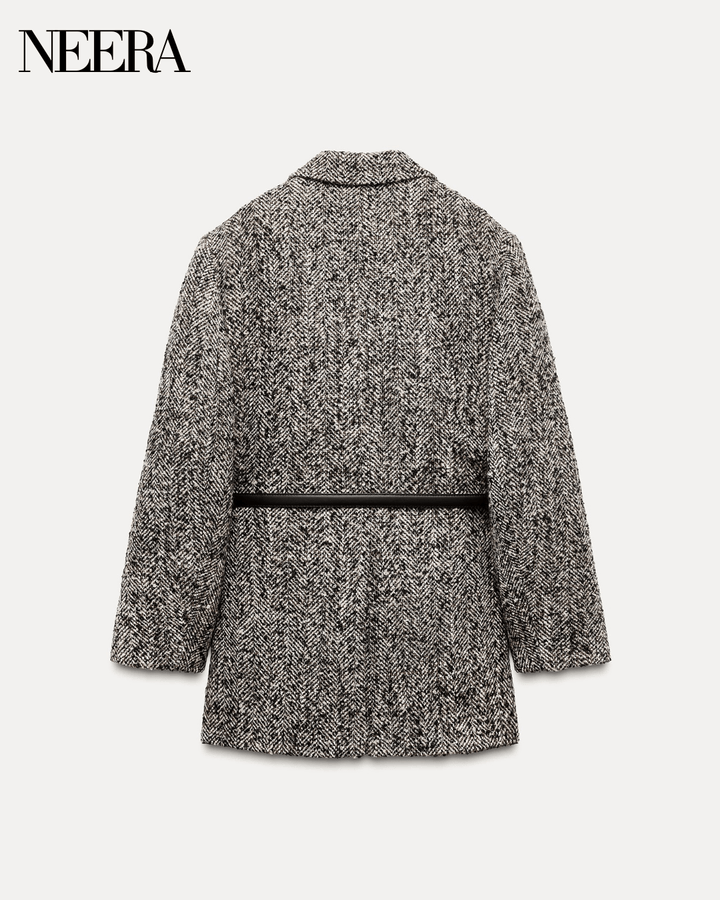 Cappotto in tweed con cintura