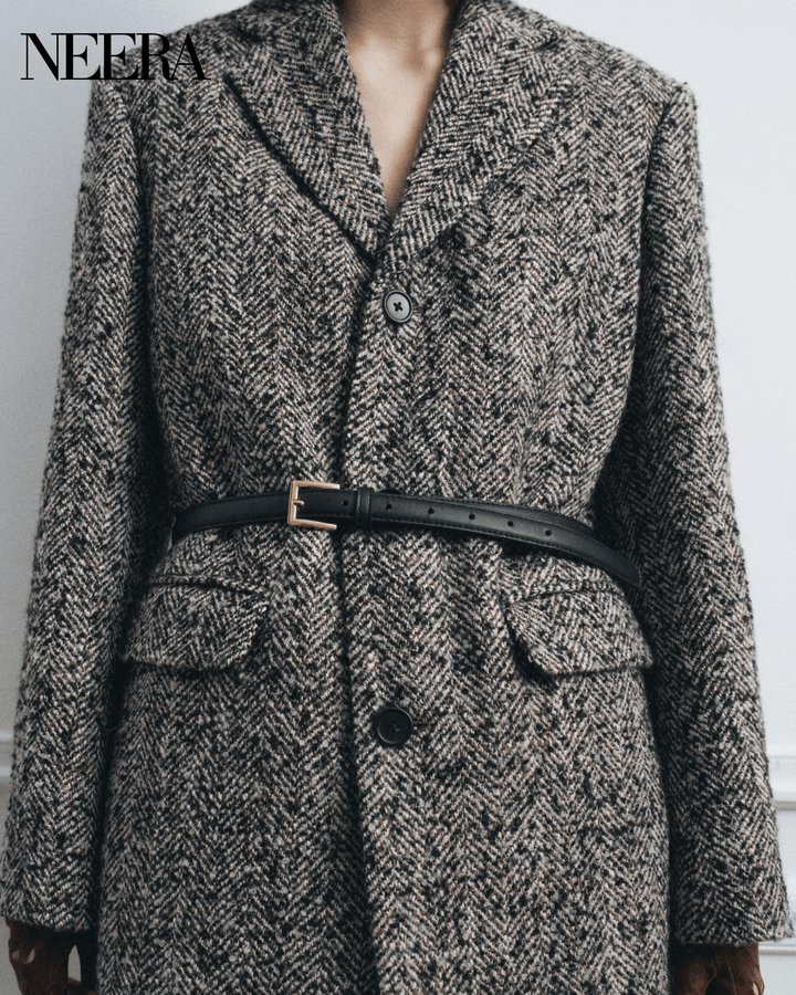 Cappotto in tweed con cintura