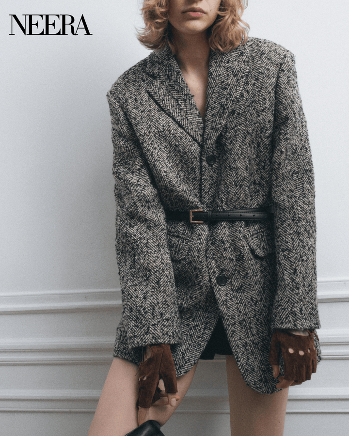 Cappotto in tweed con cintura