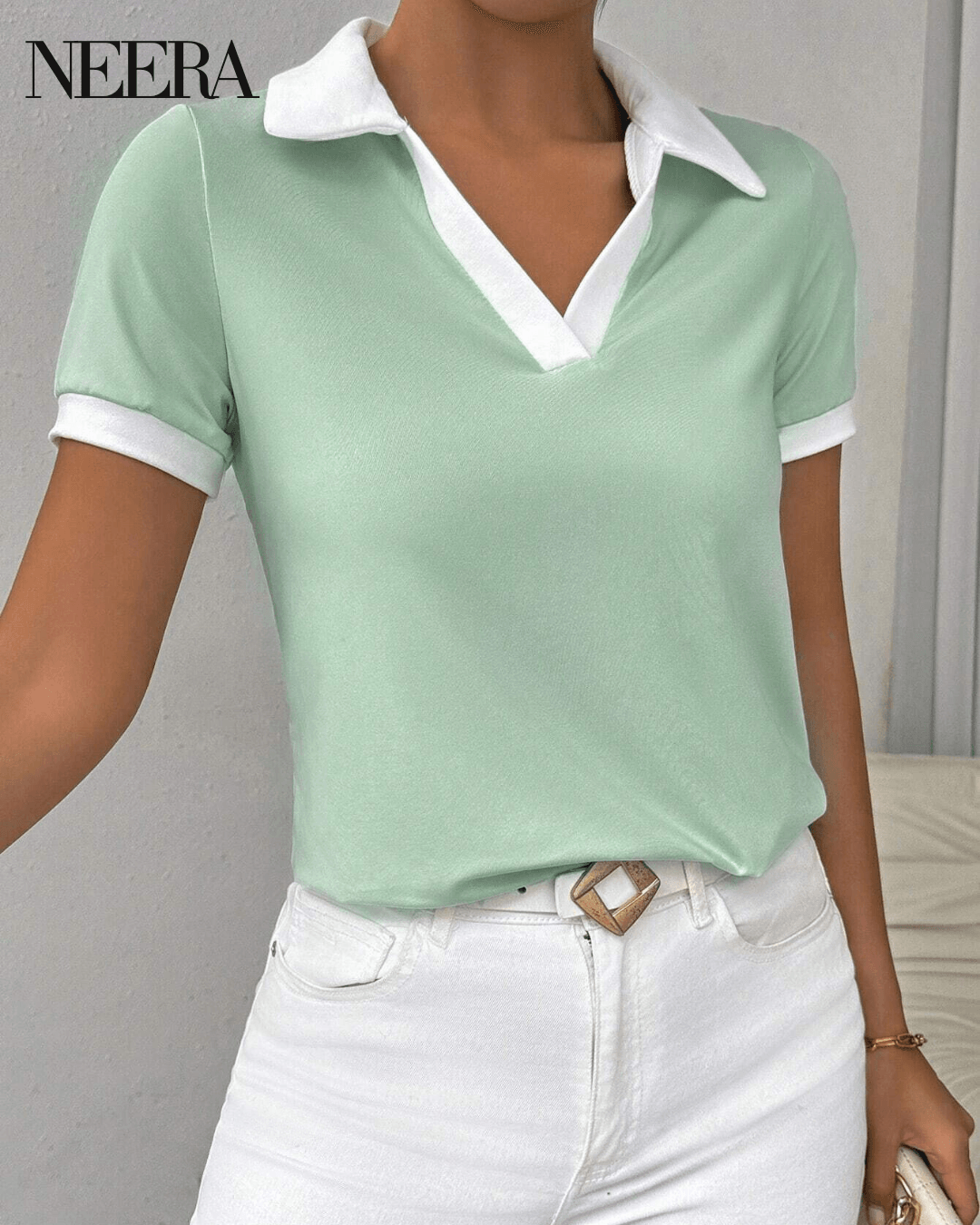 Casual Polo with Short Sleeves with Contrast Collar