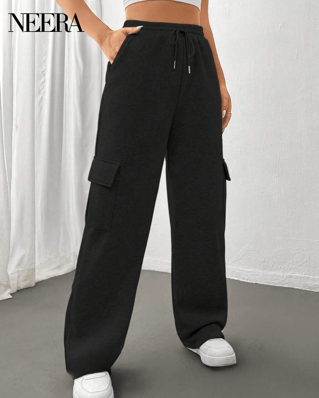 Cargo Pants with Pockets and Drawstring