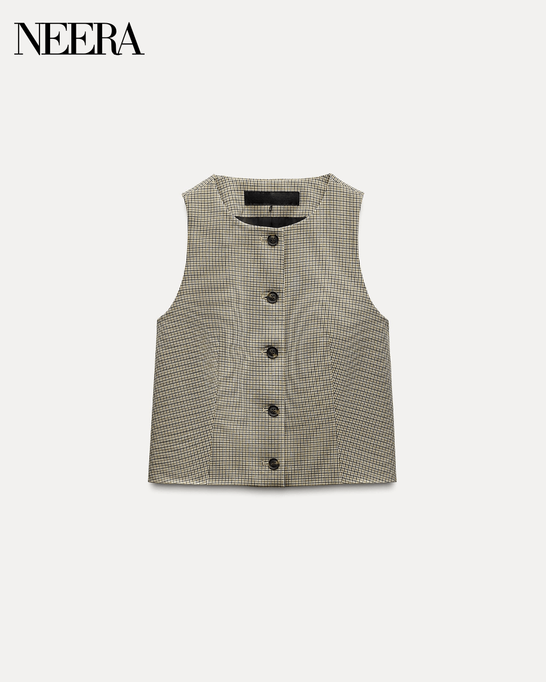 Checked Vest with Buttons