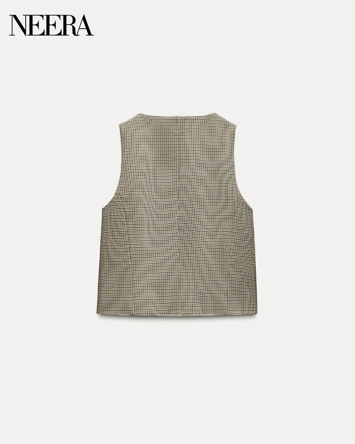 Checked Vest with Buttons