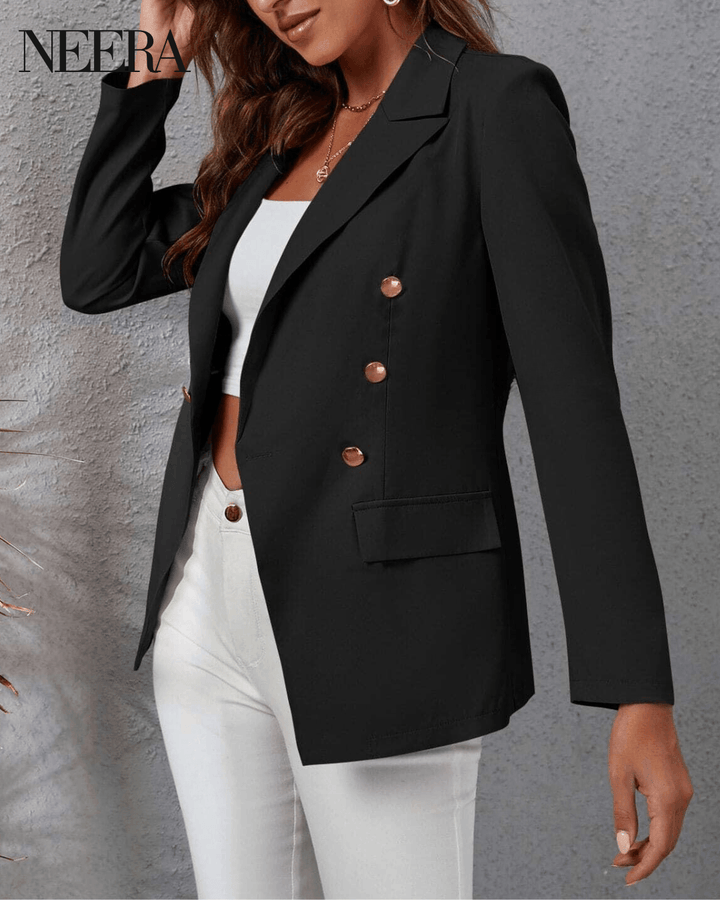 Double Breasted Blazer with Gold Buttons