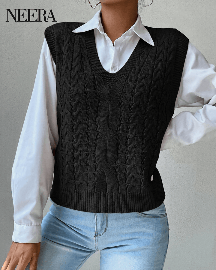 Sleeveless Cable Knit Sweater