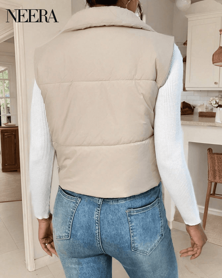 Padded Vest with High Neck and Front Zip