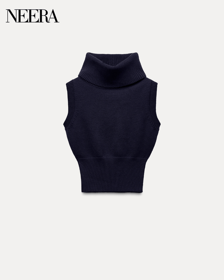 High Meck Knit Vest