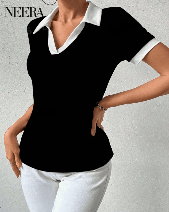 Casual Polo with Short Sleeves with Contrast Collar