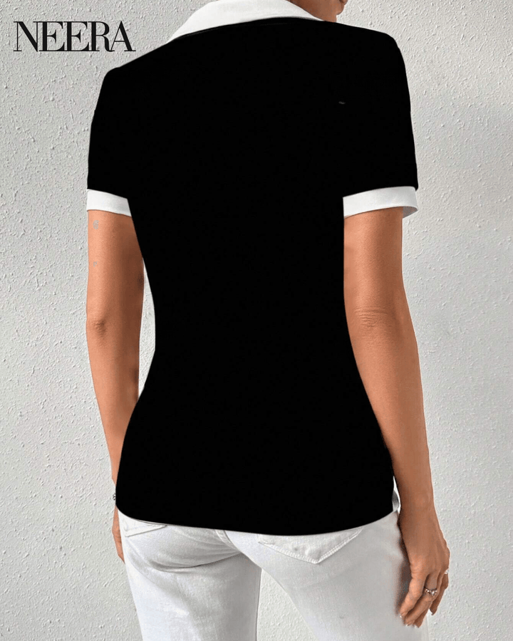 Casual Polo with Short Sleeves with Contrast Collar