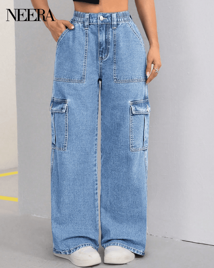 High waist jeans with pockets