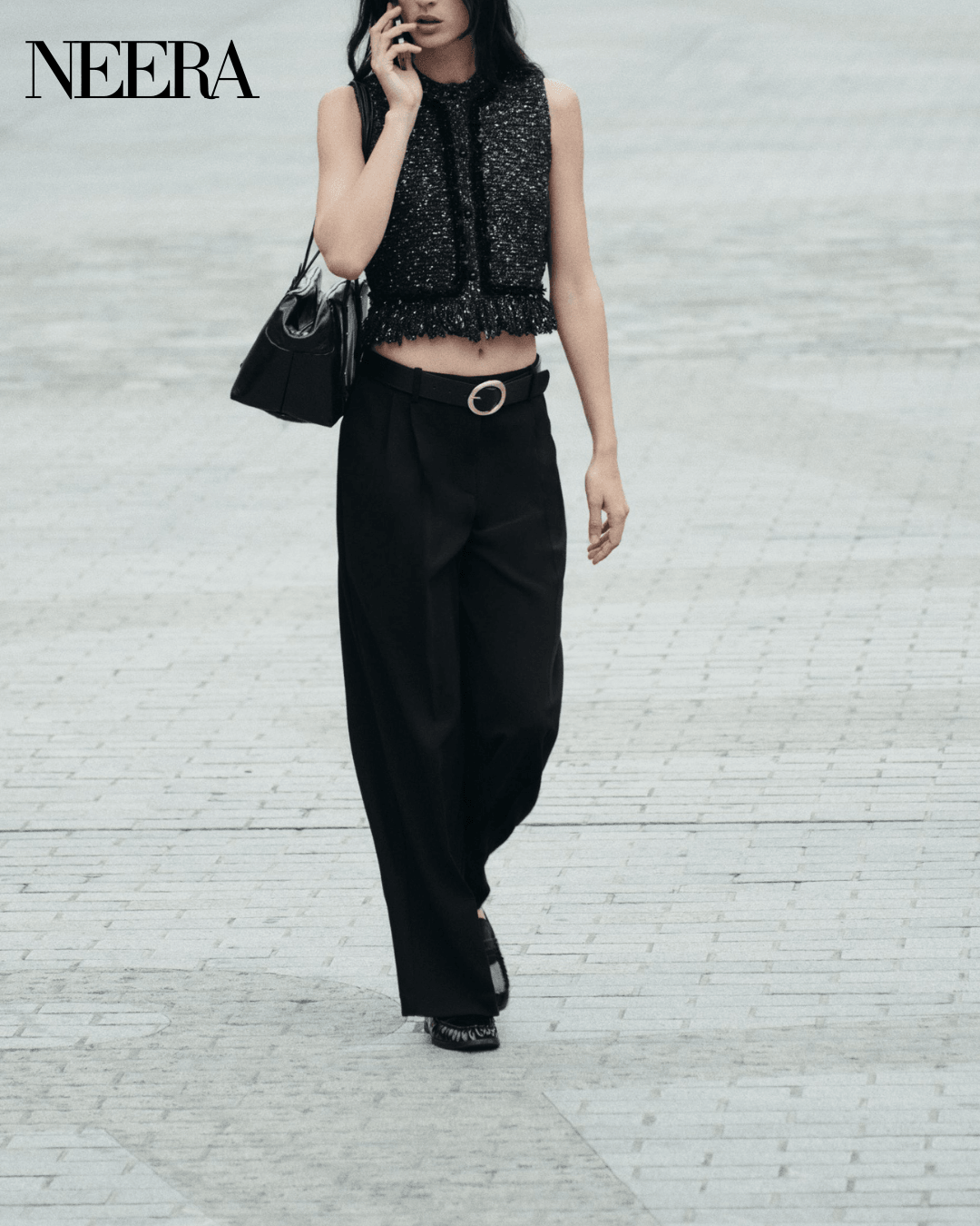 High Waist Wide Leg Pants with Pleats and Belt