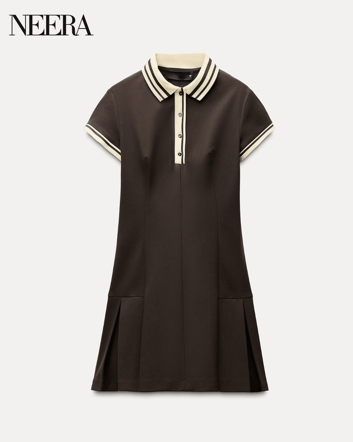 Short Sleeve Dress with White Collar