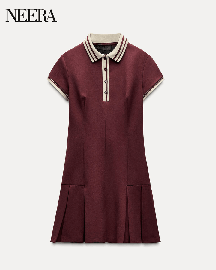 Short Sleeve Dress with White Collar