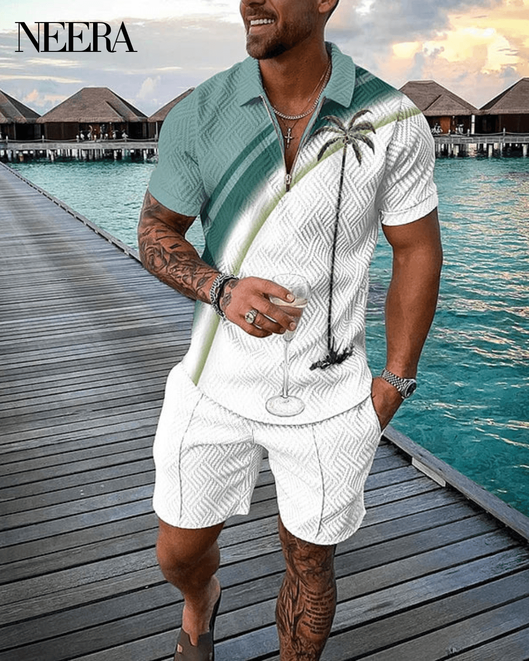 Tropicana Polo Shirt And Shorts Co-Ord