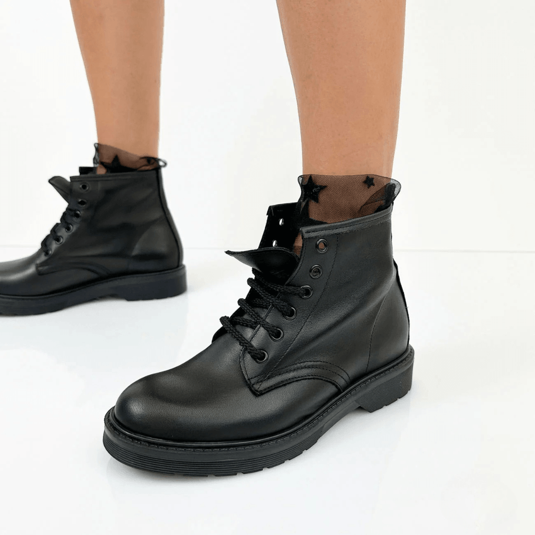 Nyssa low ankle boots genuine leather low ankle 6 eyelets