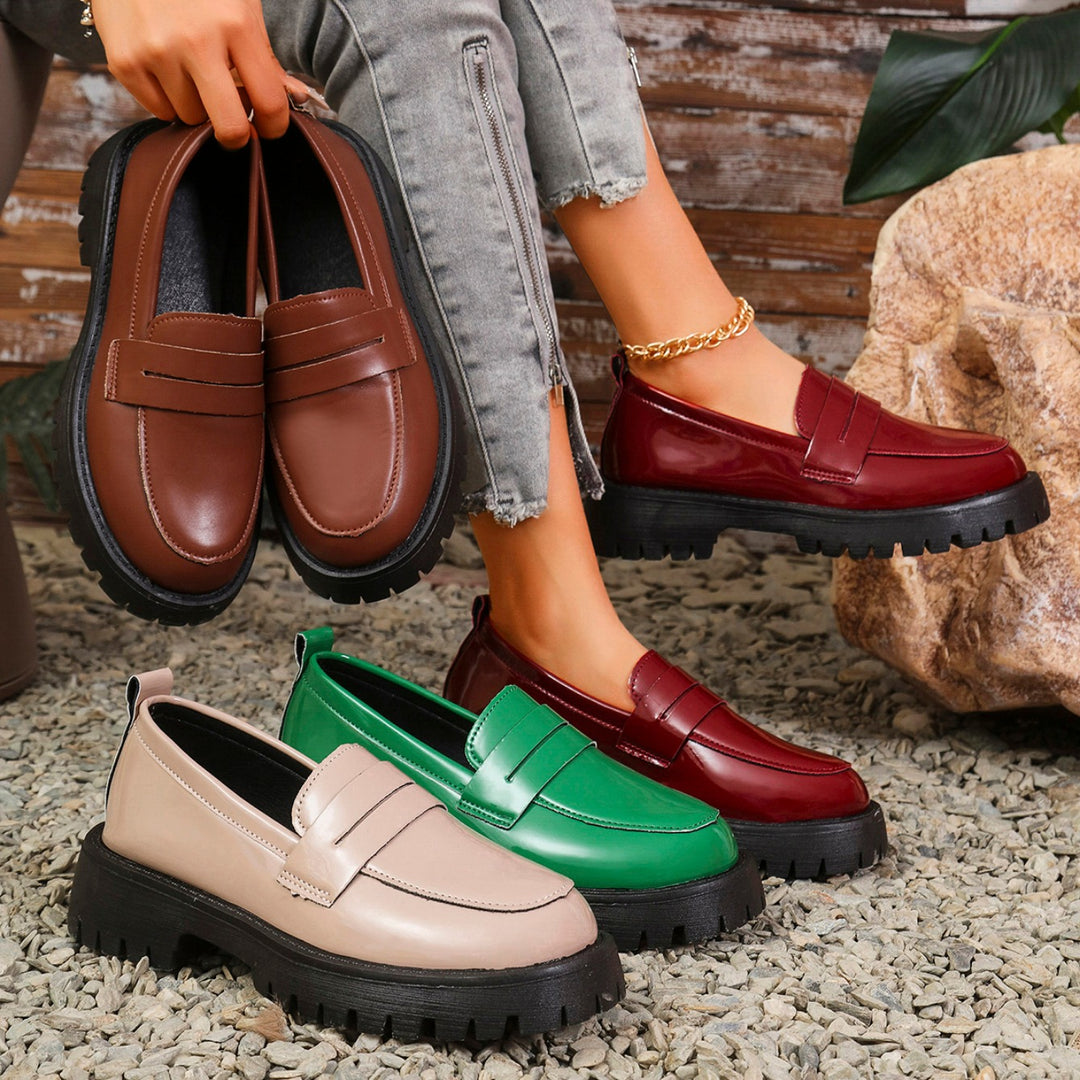 Clémence | Mocassins confortables en cuir avec semelle épaisse et confortable