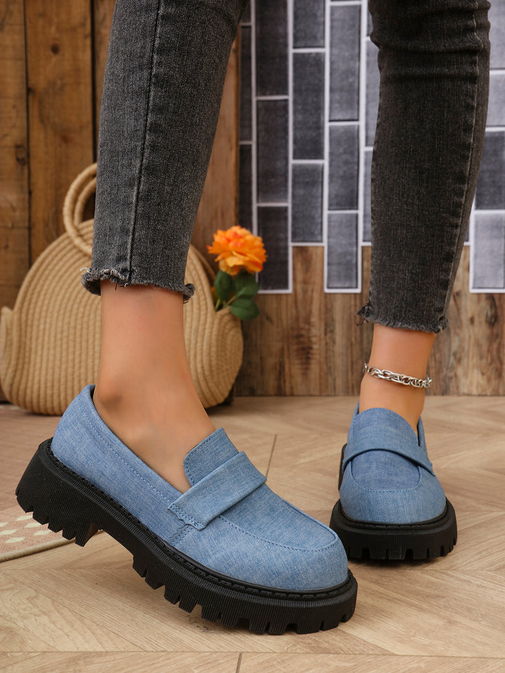 Nicole | Mocassins confortables en denim avec semelle épaisse et amortie