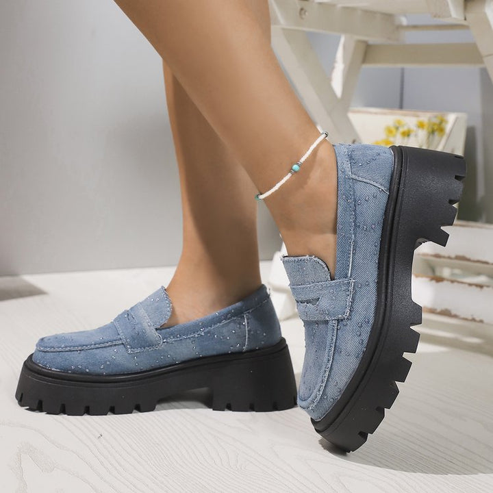 Virginie | Mocassins confortables en denim avec semelle épaisse et amortie