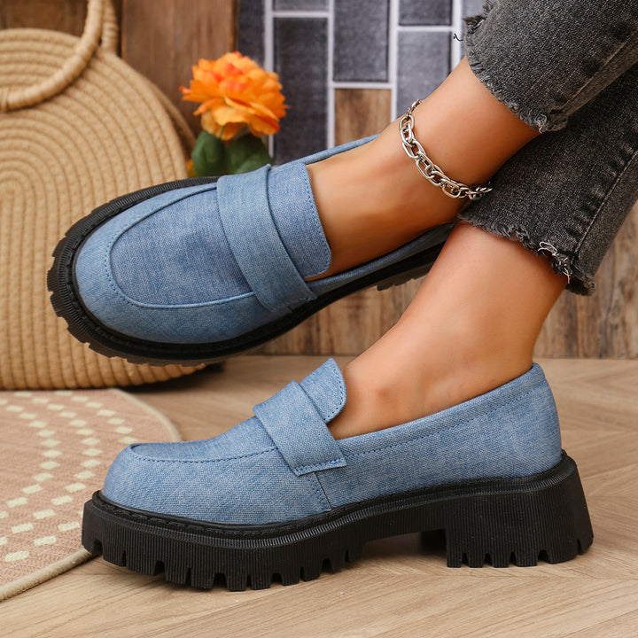 Nicole | Mocassins confortables en denim avec semelle épaisse et amortie