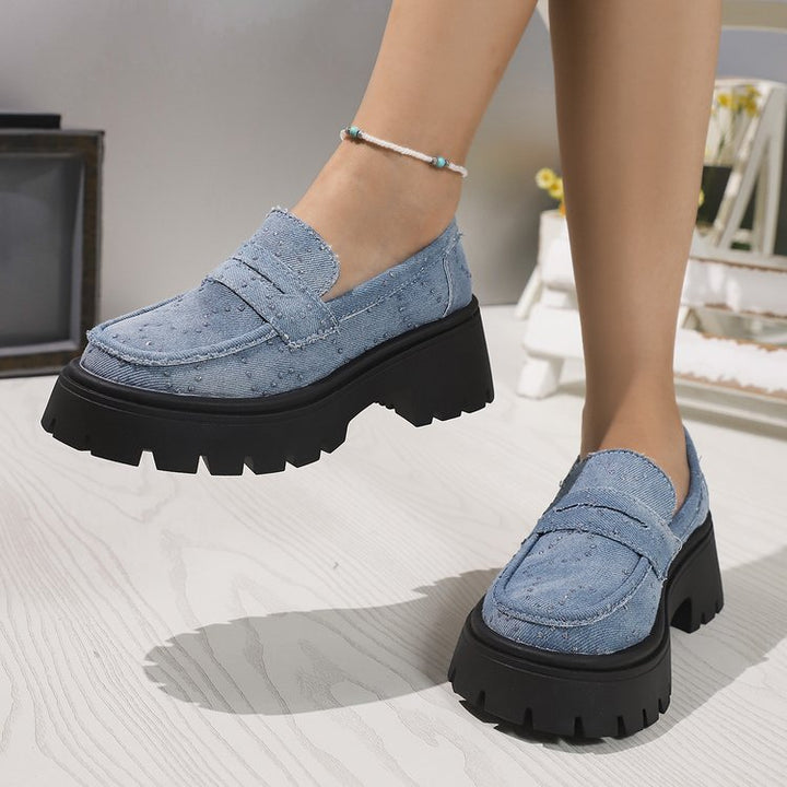 Virginie | Mocassins confortables en denim avec semelle épaisse et amortie