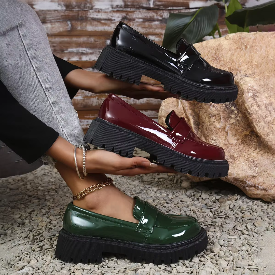 Denise | Mocassins confortables en cuir de crocodile avec semelle épaisse