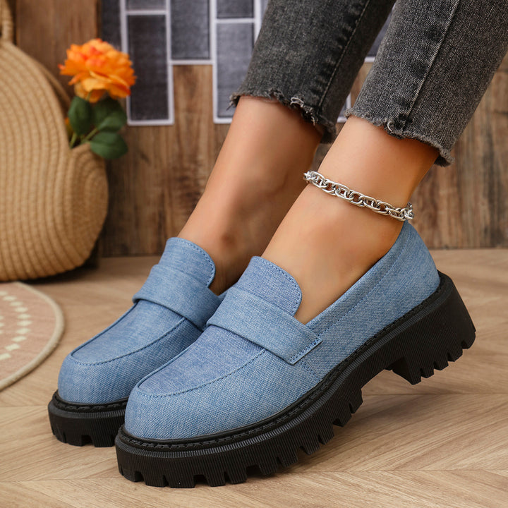 Nicole | Mocassins confortables en denim avec semelle épaisse et amortie