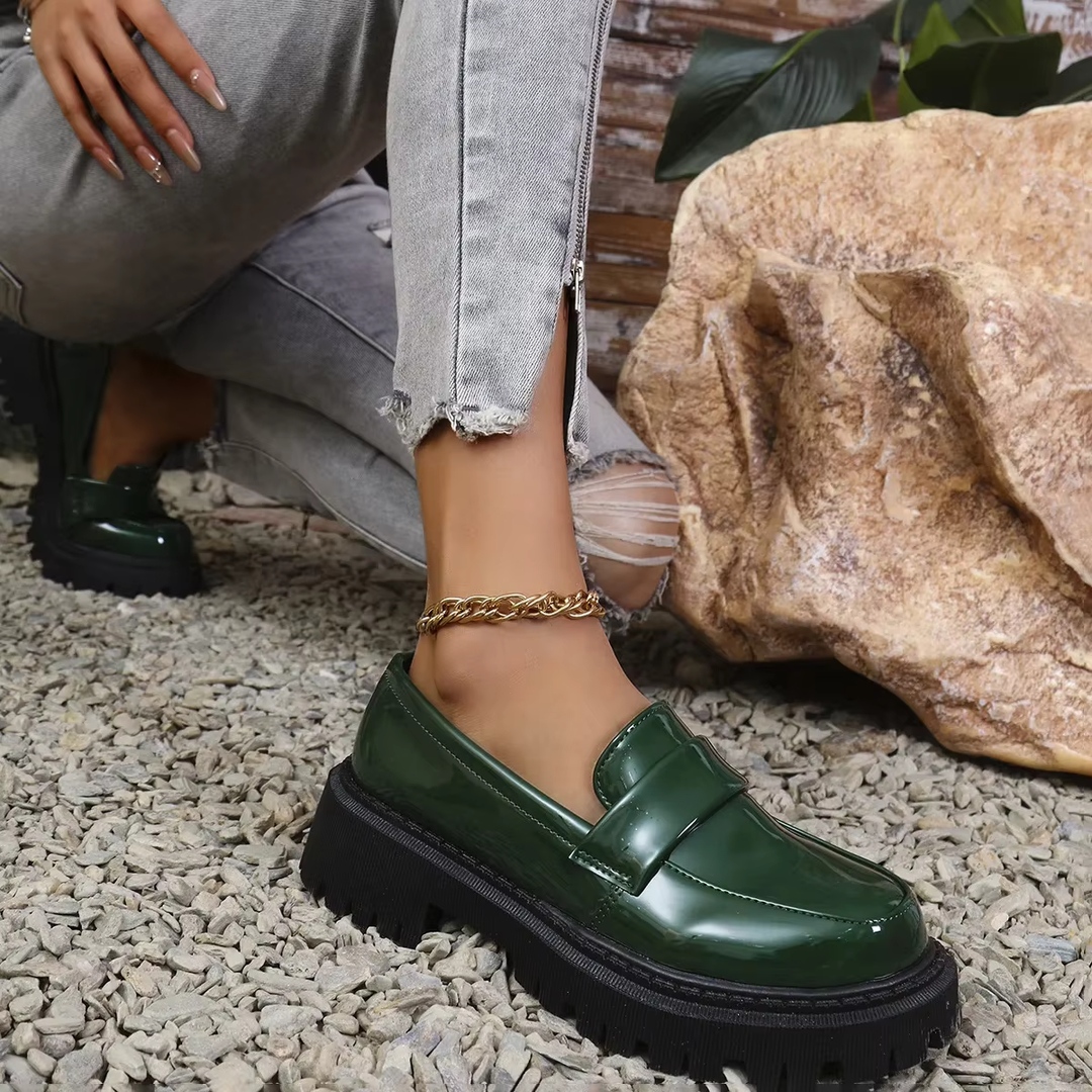 Denise | Mocassins confortables en cuir de crocodile avec semelle épaisse