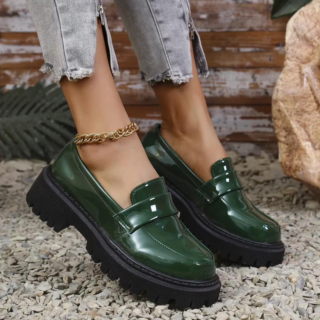 Denise | Mocassins confortables en cuir de crocodile avec semelle épaisse