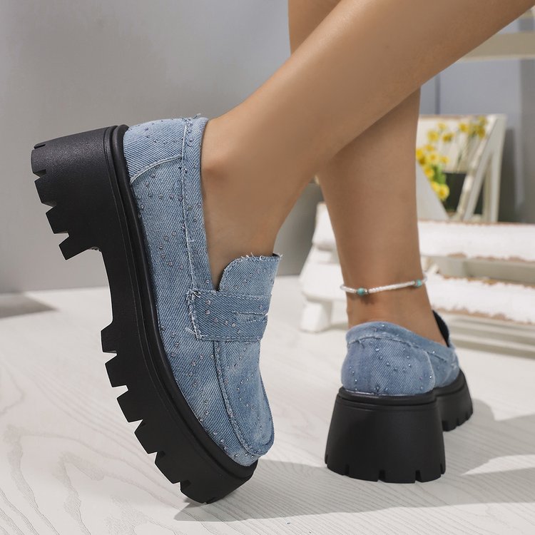 Virginie | Mocassins confortables en denim avec semelle épaisse et amortie