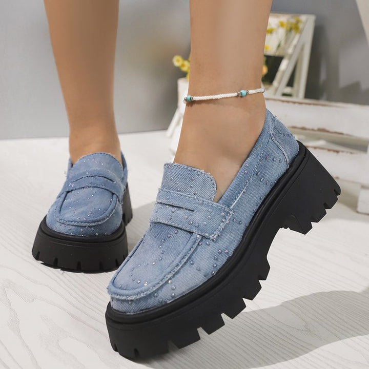 Virginie | Mocassins confortables en denim avec semelle épaisse et amortie