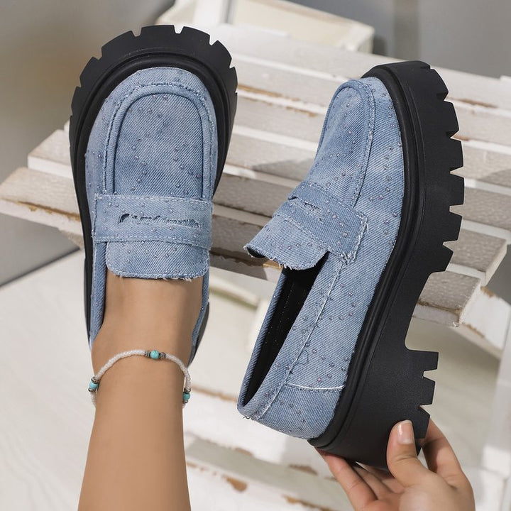 Virginie | Mocassins confortables en denim avec semelle épaisse et amortie