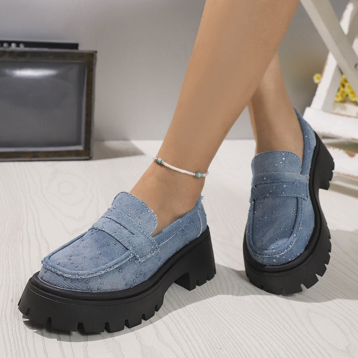 Virginie | Mocassins confortables en denim avec semelle épaisse et amortie